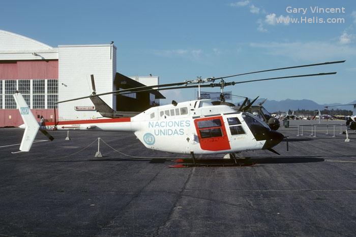 Helicopter Bell CH-139 Jet Ranger Serial 3358 Register C-FTHN 139308 used by Allied Wings Limited ,United Nations UNHAS ,Canadian Armed Forces. Built 1981. Aircraft history and location
