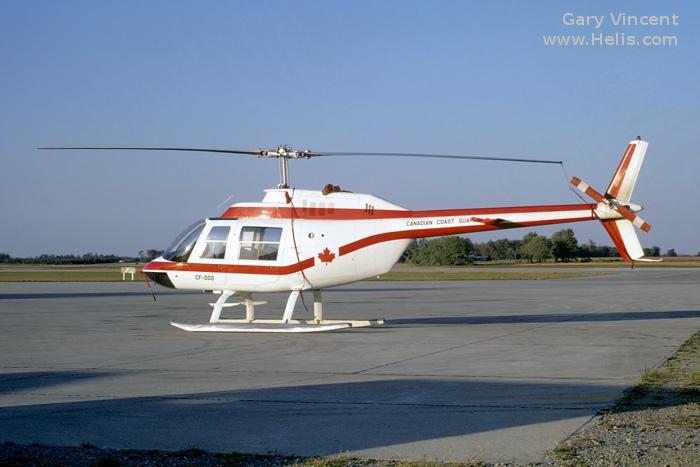 Helicopter Bell 206A Serial 379 Register C-FNRR C-FDOD CF-DOD used by Canadian Coast Guard. Built 1969. Aircraft history and location