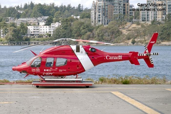 Helicopter Bell 429 Serial 57256 Register C-GCPV used by Canadian Coast Guard. Built 2015. Aircraft history and location