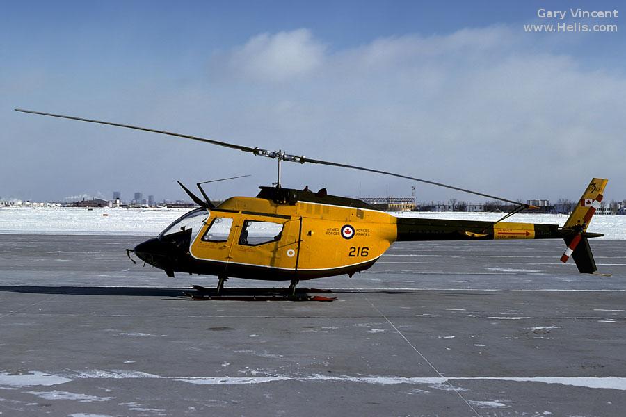 Helicopter Bell CH-136 Kiowa Serial 44016 Register 136216 used by Canadian Armed Forces. Aircraft history and location