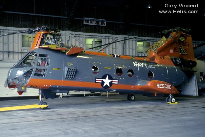 Helicopter Boeing-Vertol CH-46A Serial 2165 Register 152543 used by US Navy USN ,US Marine Corps USMC. Built 1966. Aircraft history and location