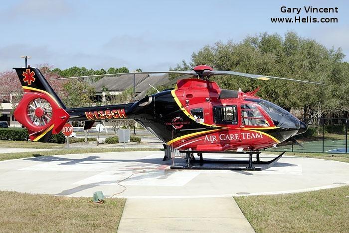 Helicopter Eurocopter EC135P2 Serial 0346 Register N935AC N135CH used by ORMC (Air Care Team Orlando Health) ,MedFlight of Ohio ,CFS Air. Built 2004. Aircraft history and location