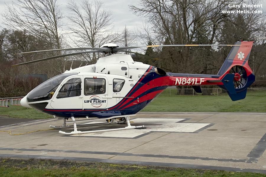 Helicopter Eurocopter EC135P1 Serial 0129 Register N841LF N312MS used by LFN (Life Flight Network) ,Northwest MedStar. Built 1999. Aircraft history and location