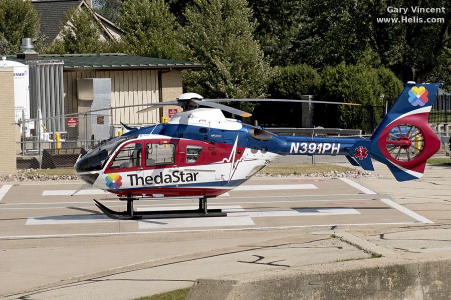Helicopter Eurocopter EC135P2+ Serial 0748 Register N391PH used by ThedaCare ,PHI Air Medical. Built 2008. Aircraft history and location