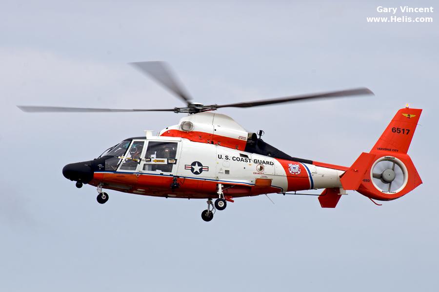 Helicopter Aerospatiale HH-65 Dolphin Serial 6132 Register 6517 used by US Coast Guard USCG. Aircraft history and location