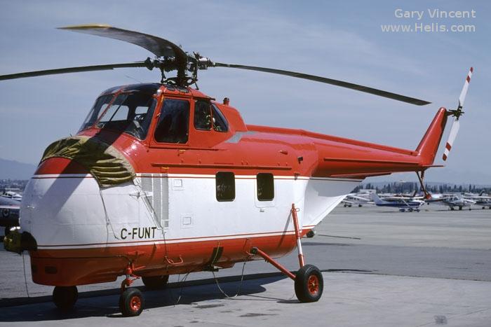Helicopter Sikorsky S-55 Serial 55-325 Register C-FUNT CF-UNT N416A used by Los Angeles Airways LAA. Built 1953. Aircraft history and location
