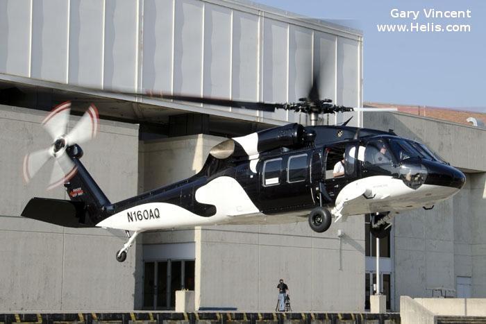Helicopter Sikorsky UH-60A Black Hawk Serial 70-309 Register N160AQ 81-23588 used by SDGE (San Diego Gas and Electric) ,Unical Defense Inc ,US Army Aviation Army. Aircraft history and location