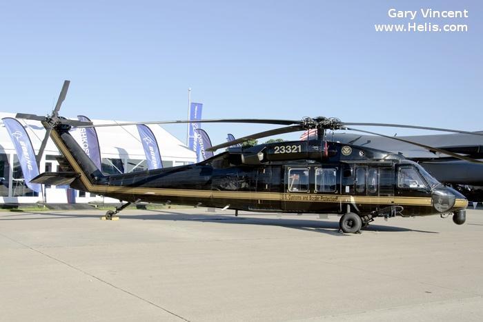 Helicopter Sikorsky UH-60A Black Hawk Serial 70-138 Register 79-23321 used by US Department of Homeland Security DHS ,US Army Aviation Army. Aircraft history and location