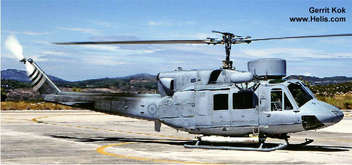 Helicopter Agusta AB212 ASW Serial 5159 Register PN25 used by Elliniko Polemiko Nautiko Navy (Hellenic Navy). Aircraft history and location