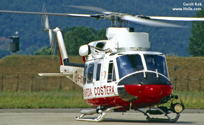 Helicopter Agusta AB412SP Serial 25628 Register MM81384 used by Guardia Costiera (Italian Coast Guard). Aircraft history and location