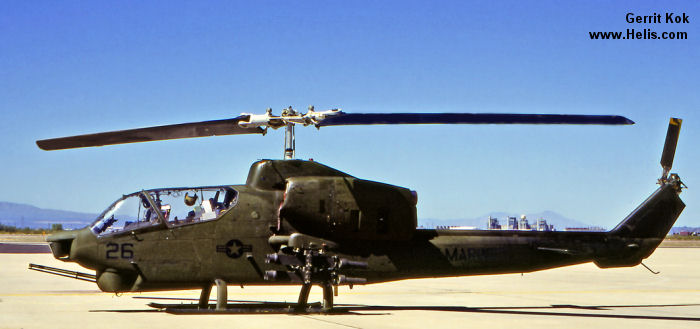 Helicopter Bell AH-1T Super Cobra Serial 26120 Register 161018 used by US Marine Corps USMC. Aircraft history and location