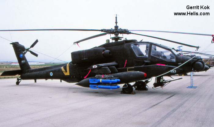 Helicopter McDonnell Douglas AH-64A Apache Serial PV172 Register 953 used by Heil Ha'Avir IAF (Israeli Air Force). Aircraft history and location