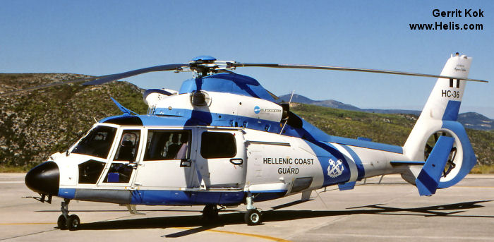 Helicopter Eurocopter AS365N3 Dauphin 2 Serial 6678 Register HC-36 used by Limeniko Soma CG (Hellenic Coast Guard). Aircraft history and location