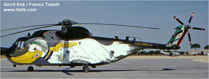 Helicopter Agusta AS-61R Serial 6202 Register MM80975 used by Aeronautica Militare Italiana AMI (Italian Air Force). Aircraft history and location