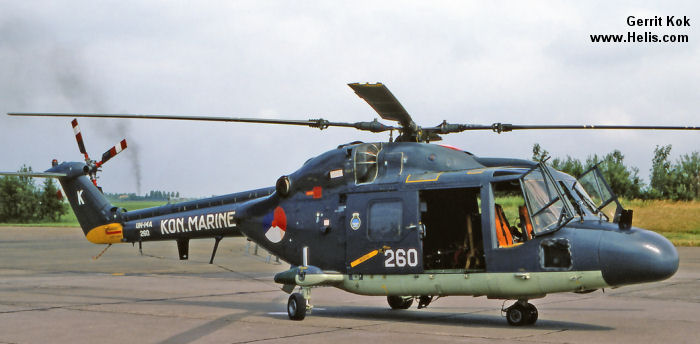 Helicopter Westland Lynx mk25 Serial 003 Register 260 used by Marine Luchtvaartdienst (Royal Netherlands Navy). Aircraft history and location