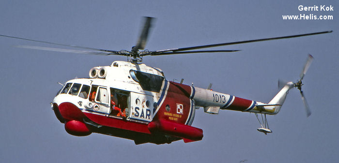 Helicopter Mil Mi-14PS Haze-C Serial A1013 Register 1013 used by Marynarka Wojenna (Polish Navy). Aircraft history and location