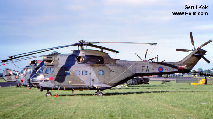 Helicopter Aerospatiale SA330E Puma Serial 1048 Register XW200 used by Royal Air Force RAF. Built 1971. Aircraft history and location