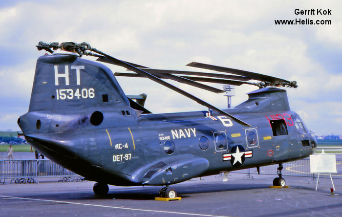 Helicopter Boeing-Vertol UH-46D Serial 2235 Register 153406 used by US Navy USN. Built 1966. Aircraft history and location