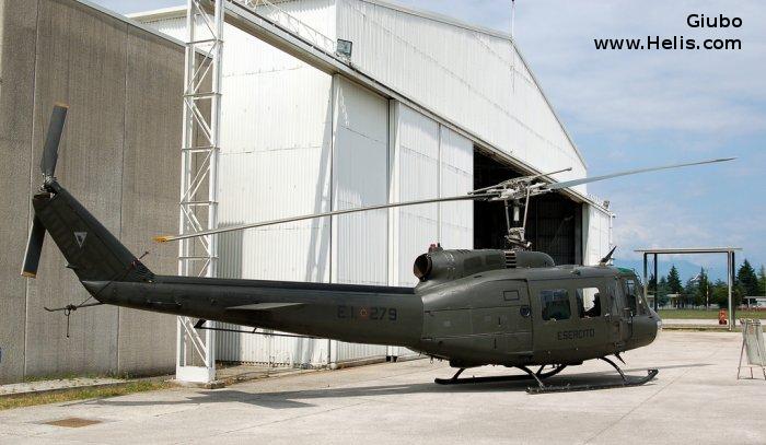 Helicopter Agusta AB205A-1 Serial 4128 Register MM80531 used by Aviazione dell'Esercito AVES (Italian Army  Aviation). Aircraft history and location