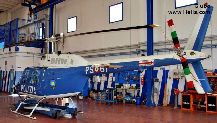 Helicopter Agusta AB206B-3 Serial 8698 Register PS-67 used by Polizia di Stato (Italian Police). Aircraft history and location