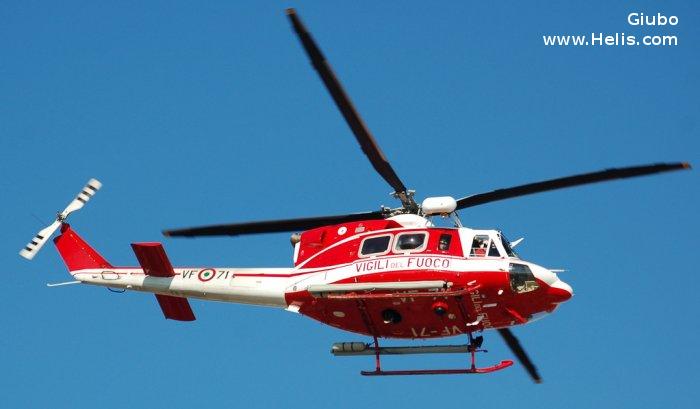 Helicopter Agusta AB412EP Serial 25928 Register I-VFPA used by Vigili del Fuoco Nucleo Elicotteri Pescara (CNVF) (Pescara Firefighters) ,Nucleo Elicotteri Venezia (CNVF) (Venice Firefighters). Built 2004. Aircraft history and location