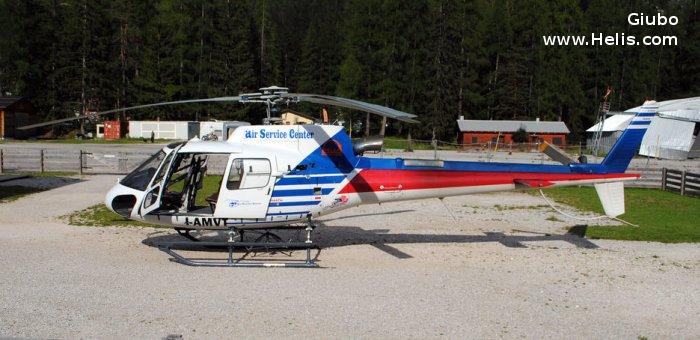 Helicopter Eurocopter AS350B3 Ecureuil Serial 4244 Register I-AMVT used by Air Service Center. Built 2006. Aircraft history and location
