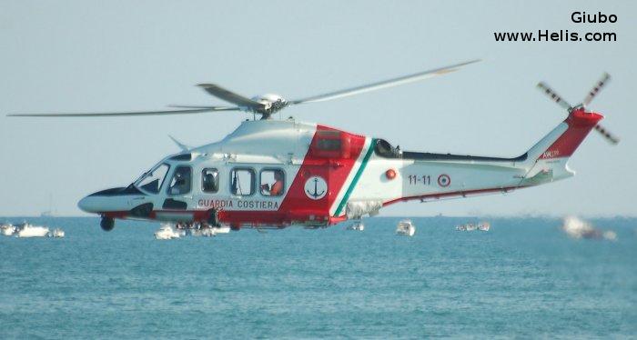Helicopter AgustaWestland AW139 Serial 31749 Register MM81910 used by Guardia Costiera (Italian Coast Guard). Built 2016. Aircraft history and location