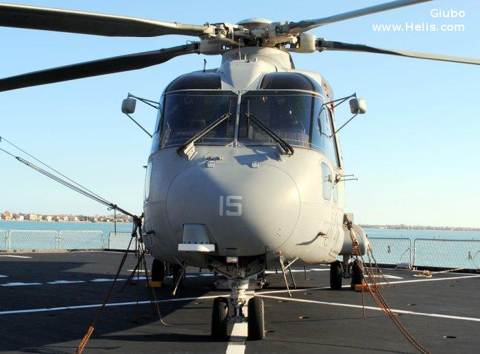 Helicopter AgustaWestland EH101 Mk.410 Serial 50142 Register MM81494 used by Marina Militare Italiana (Italian Navy). Aircraft history and location