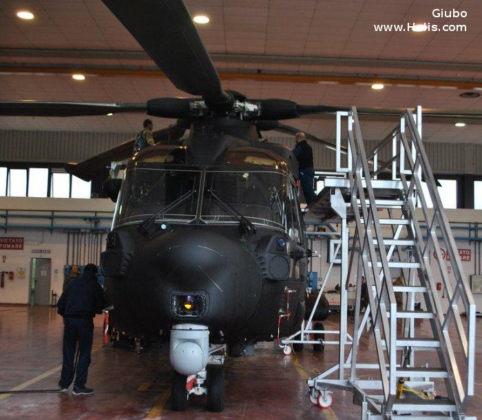 Helicopter AgustaWestland AW101 611 Serial 50259 Register MM81866 used by Aeronautica Militare Italiana AMI (Italian Air Force). Built 2014. Aircraft history and location
