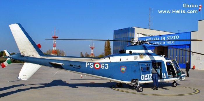 Helicopter Agusta A109A-II Serial 7342 Register MM81645 PS-63 used by Polizia di Stato (Italian Police). Aircraft history and location