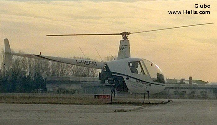 Helicopter Robinson R22 Beta II Serial 4251 Register I-HEFM used by EliFriulia. Built 2007. Aircraft history and location