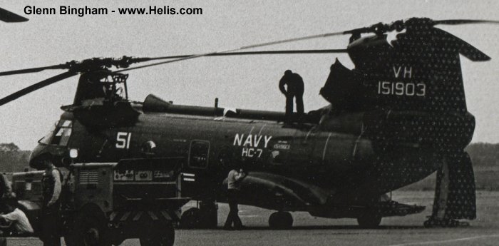 Helicopter Boeing-Vertol UH-46A Serial 2057 Register 151903 used by US Navy USN. Built 1965. Aircraft history and location