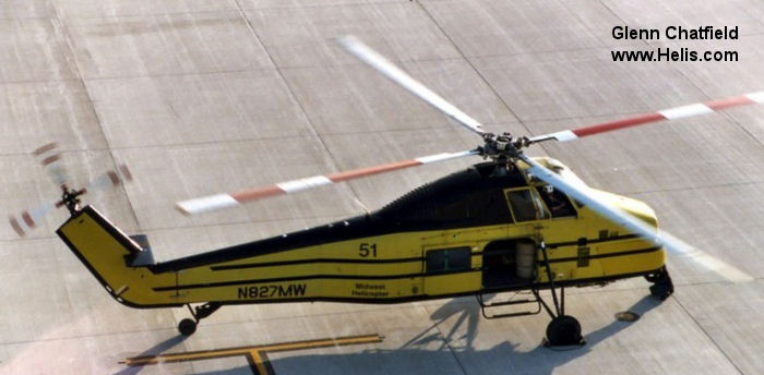 Helicopter Sikorsky H-34G.I Serial 58-827 Register N827MW C-GLOG N17FT C-GBSM G-BCWD N47788 80+14 used by Campbell Helicopters ,Sikorsky Helicopters ,Luftwaffe (German Air Force). Built 1958. Aircraft history and location