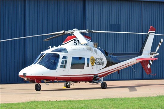 Helicopter Agusta A109C Serial 7618 Register S7-HTE N199WP N621SQ JA9988. Built 1990. Aircraft history and location