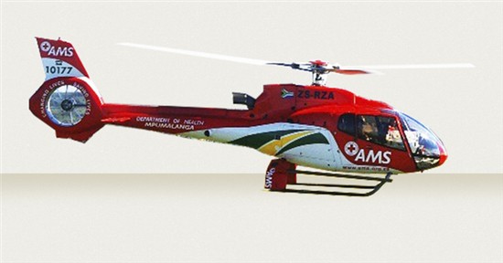 Helicopter Eurocopter EC130B4 Serial 3642 Register ZS-RZA used by Starlite Helicopters. Aircraft history and location