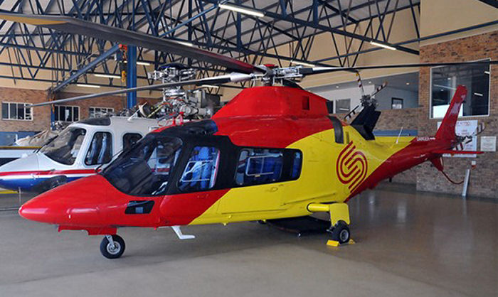 Helicopter AgustaWestland AW109E Power Serial 11148 Register ZS-HMN OE-XSC used by Elilombarda ,Schenk Air. Built 2002. Aircraft history and location