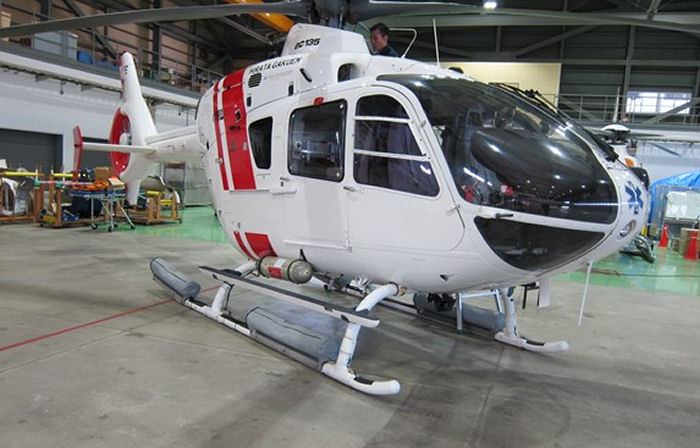 Helicopter Eurocopter EC135T2 Serial 0443 Register JA135E used by Hirata Gakuen. Built 2005. Aircraft history and location