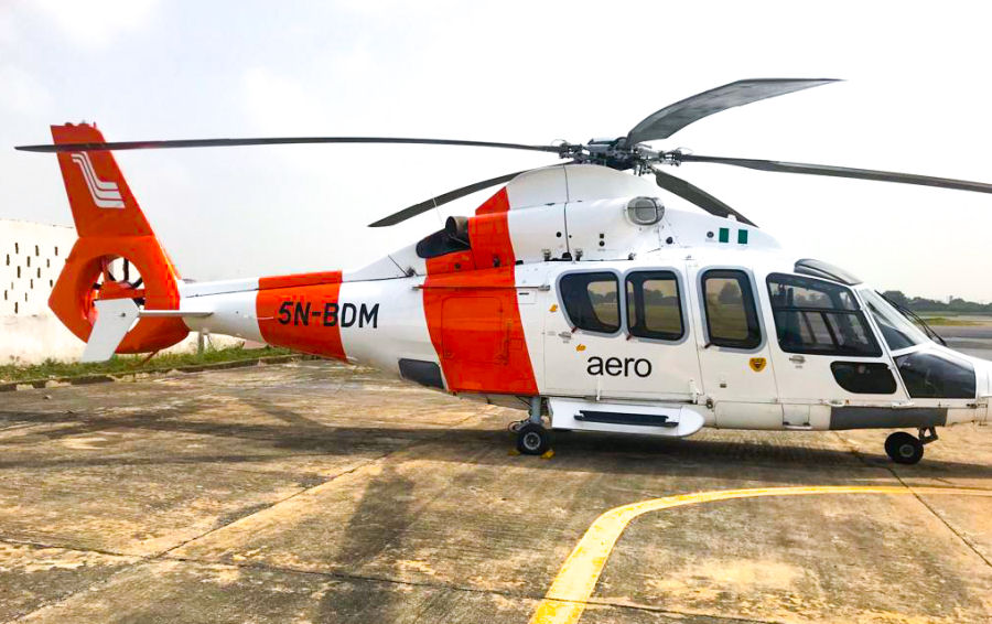 Helicopter Eurocopter EC155B Serial 6611 Register 5N-BDM used by Aero Contractors Nigeria ,Bristow Helicopters Nigeria BHN. Built 2001. Aircraft history and location
