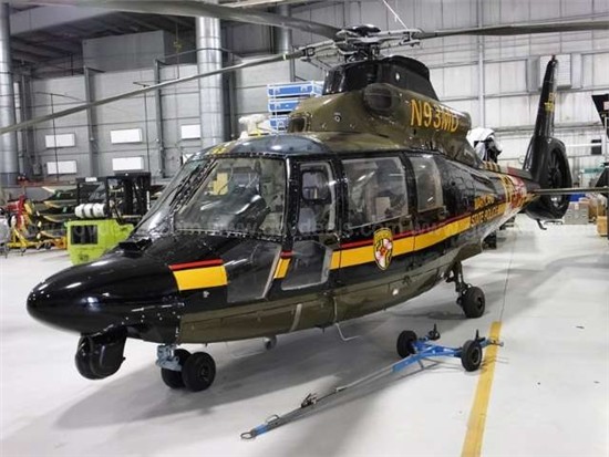 Helicopter Aerospatiale SA365N1 Dauphin 2 Serial 6316 Register N93MD used by MSP (Maryland State Police). Built 1989. Aircraft history and location