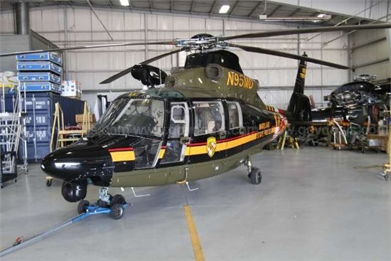 Helicopter Aerospatiale SA365N1 Dauphin 2 Serial 6320 Register N95MD used by MSP (Maryland State Police). Built 1989. Aircraft history and location