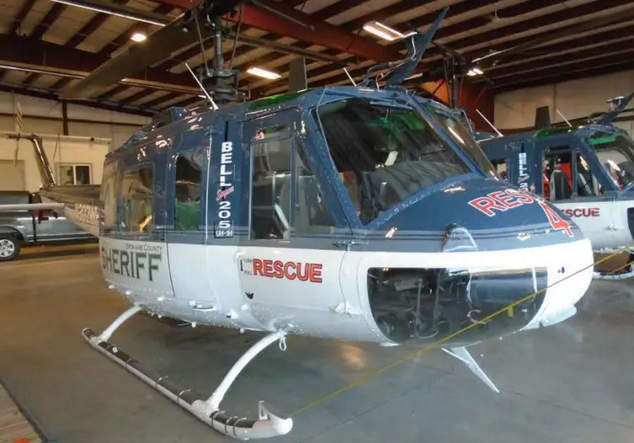 Helicopter Bell UH-1H Iroquois Serial 13626 Register N302WH 74-22302 used by SRASU (Spokane County Sheriff's Office) ,US Department of State ,US Army Aviation Army. Built 1974. Aircraft history and location