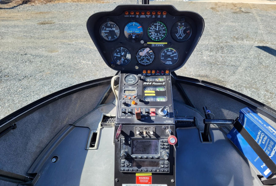 Helicopter Robinson R44 Raven II Serial 10121 Register C-FHVK. Built 2003. Aircraft history and location