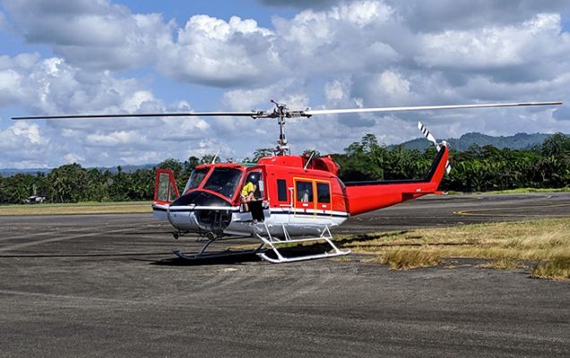Helicopter Bell 205A-1 Serial 30109 Register VH-WOC P2-HBX VH-AWU ZK-IAJ VH-FZZ F-OGVZ F-GHHN C-FJSI N2969W used by McDermott Aviation ,Heli Niugini Ltd HNL ,Transwest Helicopters TWH. Built 1972. Aircraft history and location