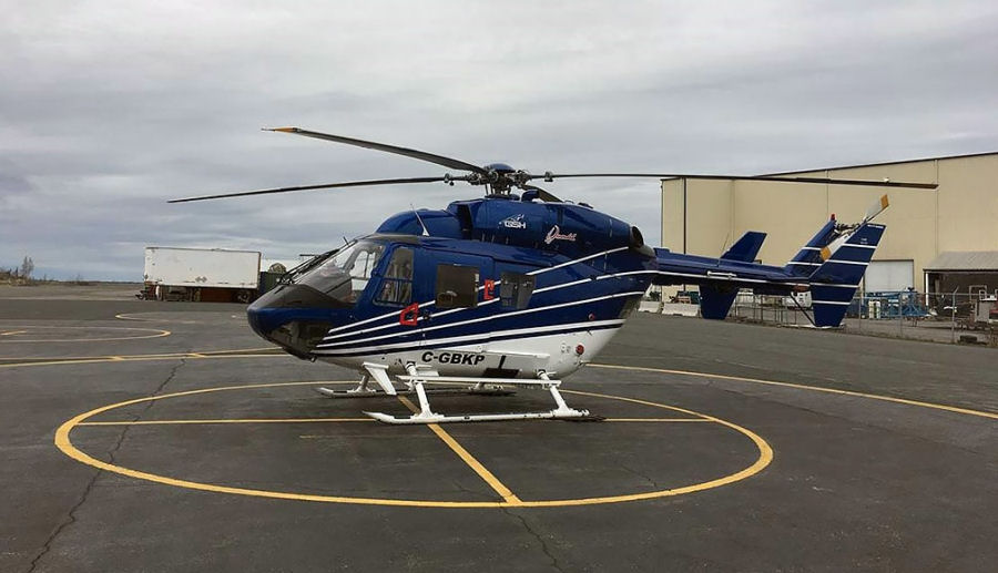 Helicopter MBB Bk117B-1 Serial 7213 Register C-GBKP ZK-IIR VH-BKZ D-HFDD used by Yellowhead Helicopters YHL ,Great Slave Helicopters GSH ,Airwork NZ ,Australia Air Ambulances NSW Ambulance. Built 1990. Aircraft history and location