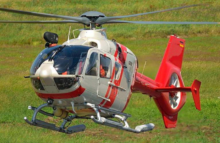 Helicopter Eurocopter EC135P1 Serial 0060 Register N714GE D-HTMB D-HBYC used by Helicopter Travel Munich HTM ,Landespolizei (German Local Police). Built 1998. Aircraft history and location