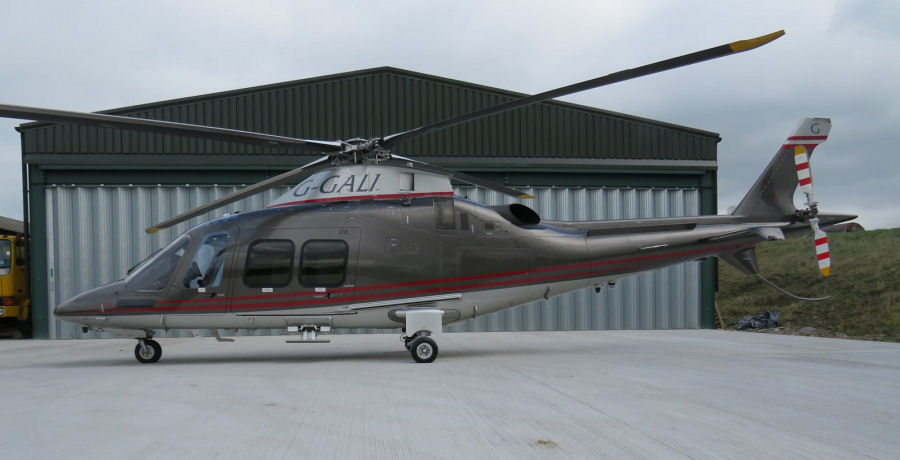 Helicopter AgustaWestland AW109SP GrandNew Serial 22336 Register G-GALI G-HLSA G-HCOM used by Sloane Helicopters. Built 2014. Aircraft history and location