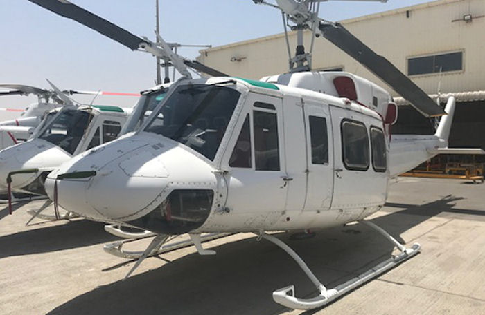Helicopter Bell 212 Serial 30783 Register A6-BBE used by Abu Dhabi Aviation ADA. Built 1976. Aircraft history and location