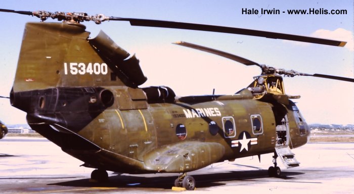 Helicopter Boeing-Vertol CH-46D Serial 2298 Register 153400 used by US Marine Corps USMC. Built 1967. Aircraft history and location