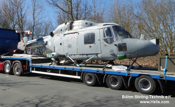 Helicopter Westland Lynx  HAS2 Serial 067 Register XZ245 used by Böhm Stirling-Technik e.K. ,Fleet Air Arm RN (Royal Navy). Built 1978. Aircraft history and location