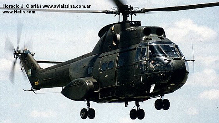 Helicopter Aerospatiale SA330L Puma Serial 1559 Register AE-507 used by Aviacion de Ejercito Argentino EA (Argentine Army Aviation). Aircraft history and location